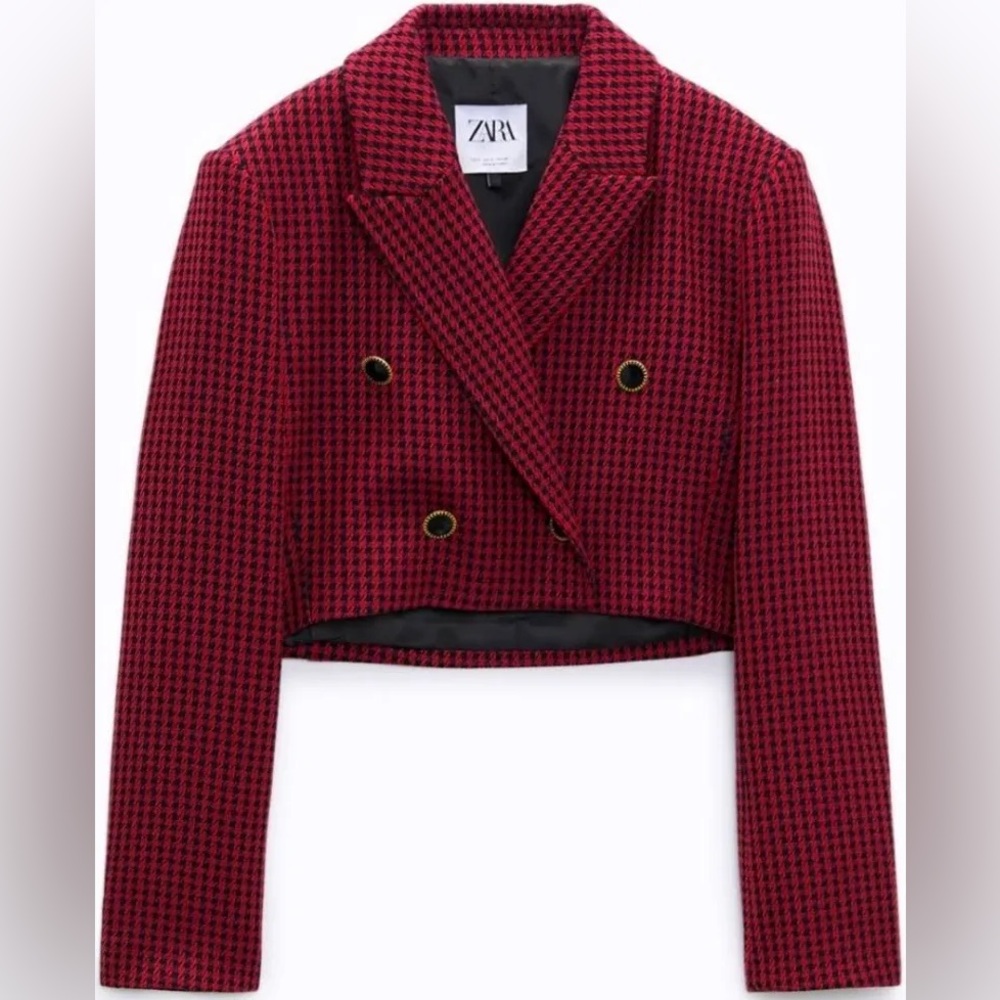 Houndstooth Cropped Blazer